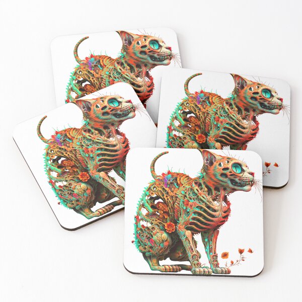 Item preview, psychedelic Cat Skeleton Trippy designed and sold by Itis-Whatitis.