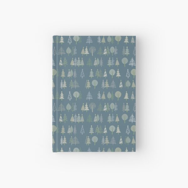 Gingerbread Trees - Grey - pretty winter pattern by Cecca Designs Hardcover Journal