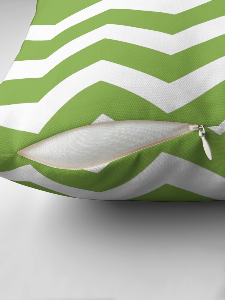 Thumbnail 2 of 4, Pillow, WHITE AND GREENERY CHEVRON ZIG ZAG HALF TONE PATTERN - BY OZCUSHIONSTOO designed and sold by ozcushionstoo.