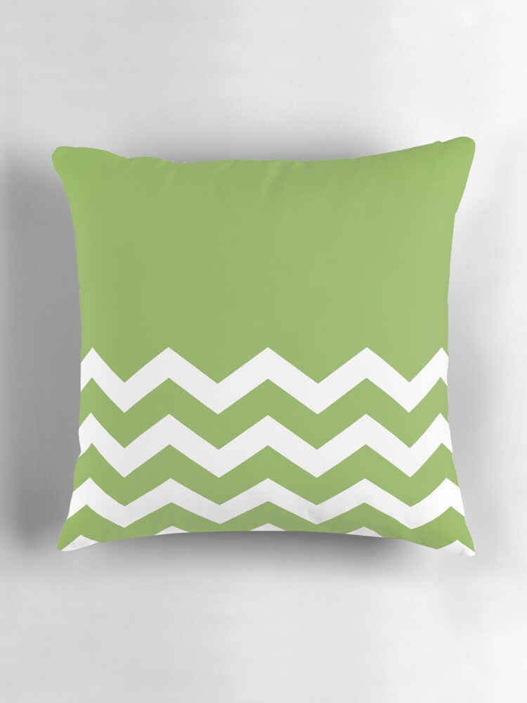 Thumbnail 3 of 4, Pillow, WHITE AND GREENERY CHEVRON ZIG ZAG HALF TONE PATTERN - BY OZCUSHIONSTOO designed and sold by ozcushionstoo.