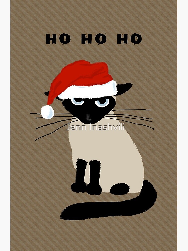 Siamese Cat cute christmas gift santa hat pattern mistletoe and