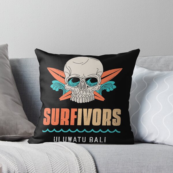 Item preview, Surfivers Uluwatu Bali, Funny vintage surf skull logo designed and sold by sashashuba.