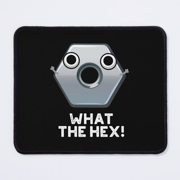 Item preview, What The Hex Funny Hexagon Puns (Dark BG) designed and sold by punnybone.