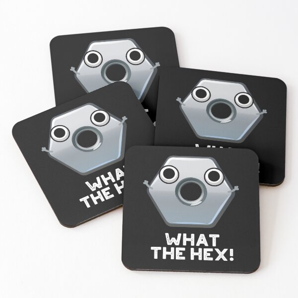 Item preview, What The Hex Funny Hexagon Puns (Dark BG) designed and sold by punnybone.
