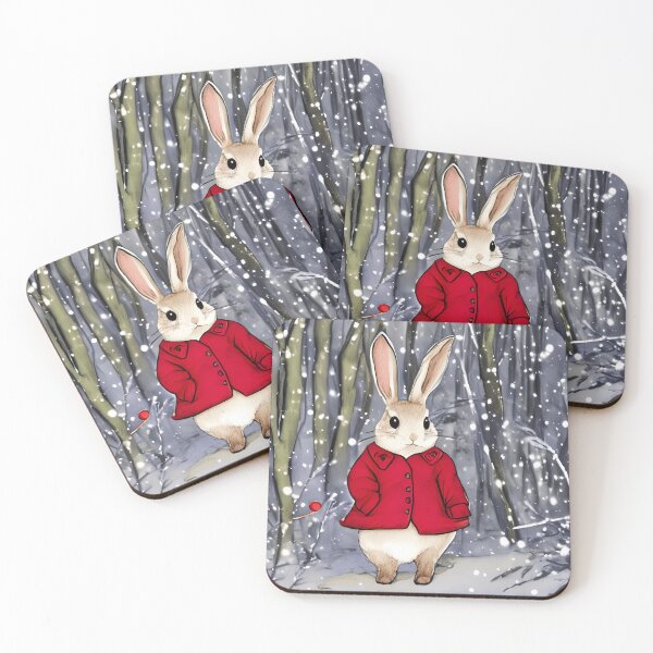 Item preview, Cute Christmas Rabbit in Red Coat 2 designed and sold by i-cottagedesign.