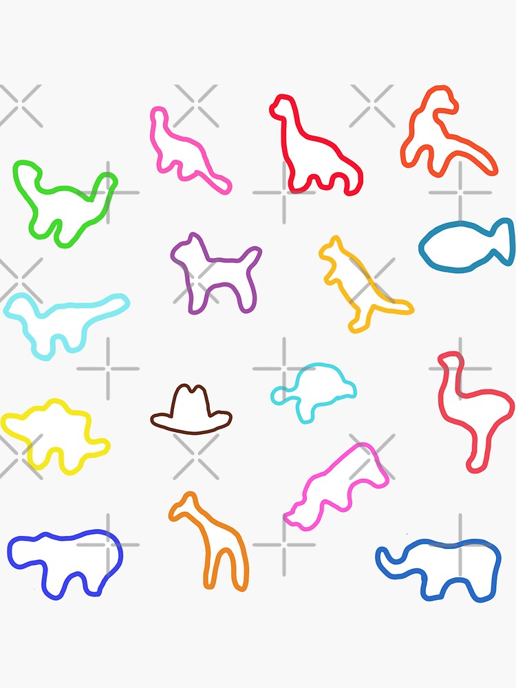 silly bandz (dino collection) Sticker for Sale by letterwithviv