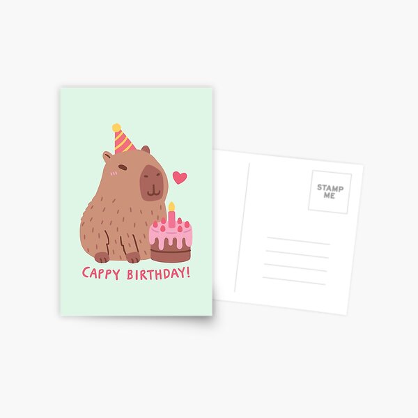 Item preview, Cute Capybara And Cake, Happy Cappy Birthday designed and sold by rustydoodle.