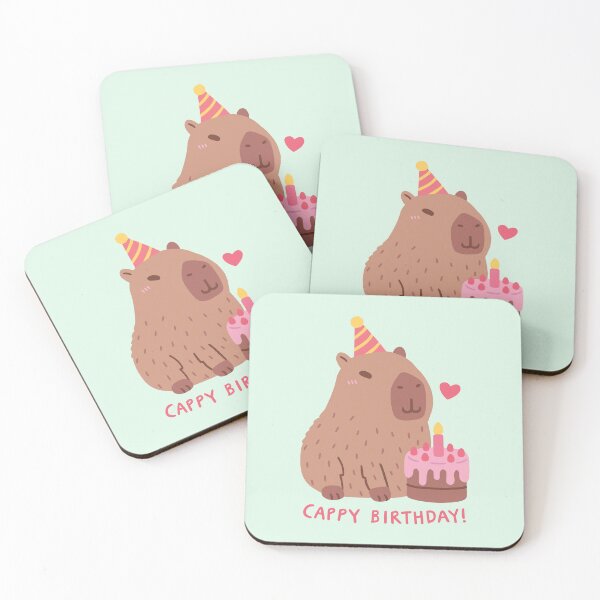 Item preview, Cute Capybara And Cake, Happy Cappy Birthday designed and sold by rustydoodle.