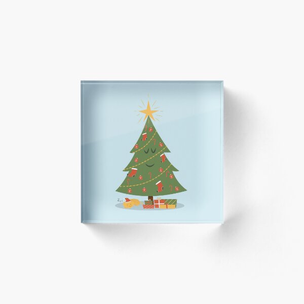 The Christmas Tree and The Cat Acrylic Block