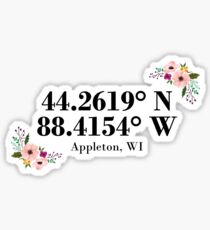 Pegatina Coordenadas de Appleton, WI