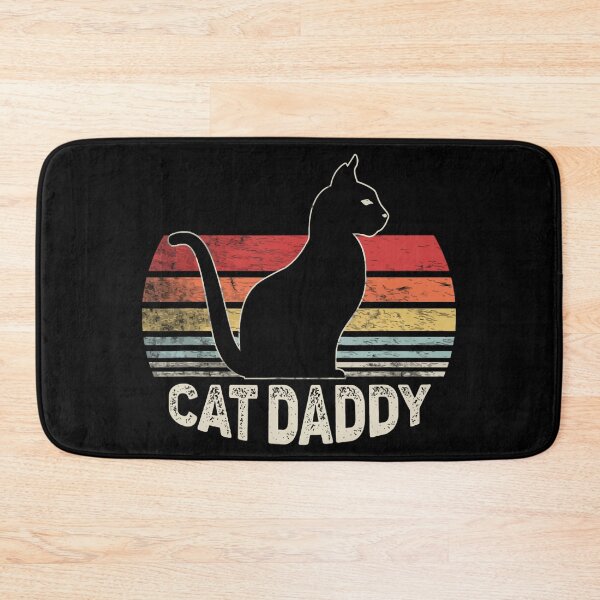 Vintage Retro Cat Daddy Dad Cat Owner Cat Lover Bath Mat