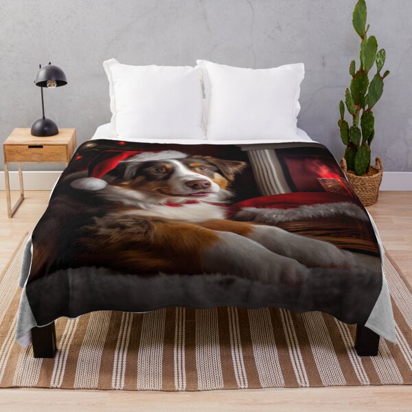 Item preview, A cute Australian Shepherd wearing a Santa hat designed and sold by Patrick Edwards.