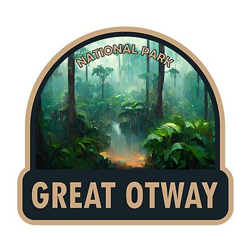 Artwork thumbnail, Great Otway National Park Australia Watercolor Badge by KrisSidDesigns