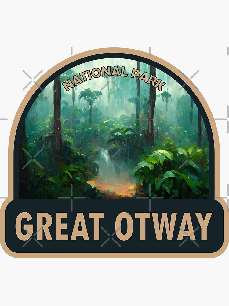 Thumbnail 3 of 3, Sticker, Great Otway National Park Australia Watercolor Badge designed and sold by KrisSidDesigns.