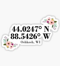 Pegatina Oshkosh, WI Coordenadas