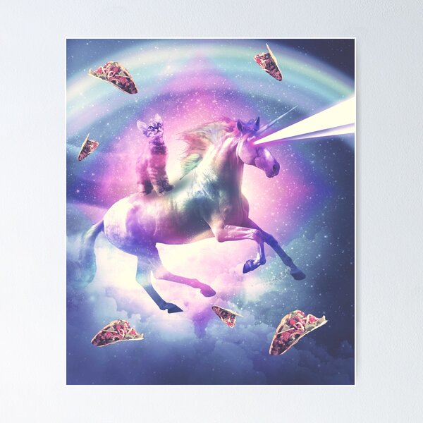 Kitty Cat Riding On Flying Space Galaxy Unicorn Leggings