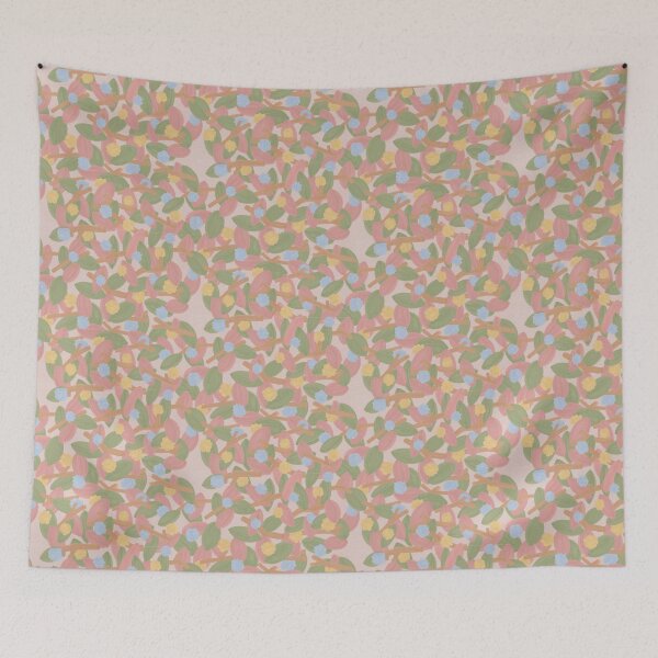 Item preview, Pastel Pink and Green Floral Leaves Gouache Design designed and sold by candiceongart.