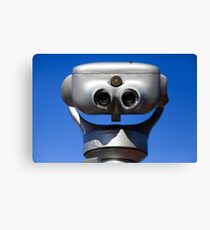 coin operated Viewing telescope aimed at a blue sky Canvas Print