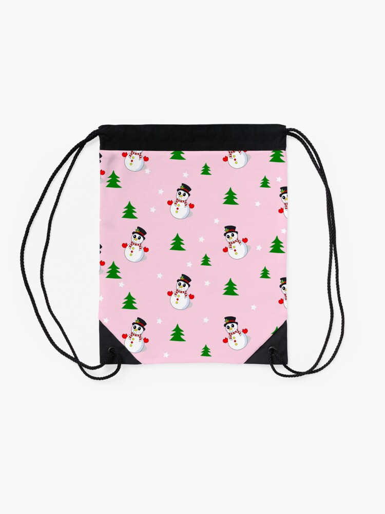 Discover Snowman, Christmas tree pattern Drawstring Bag
