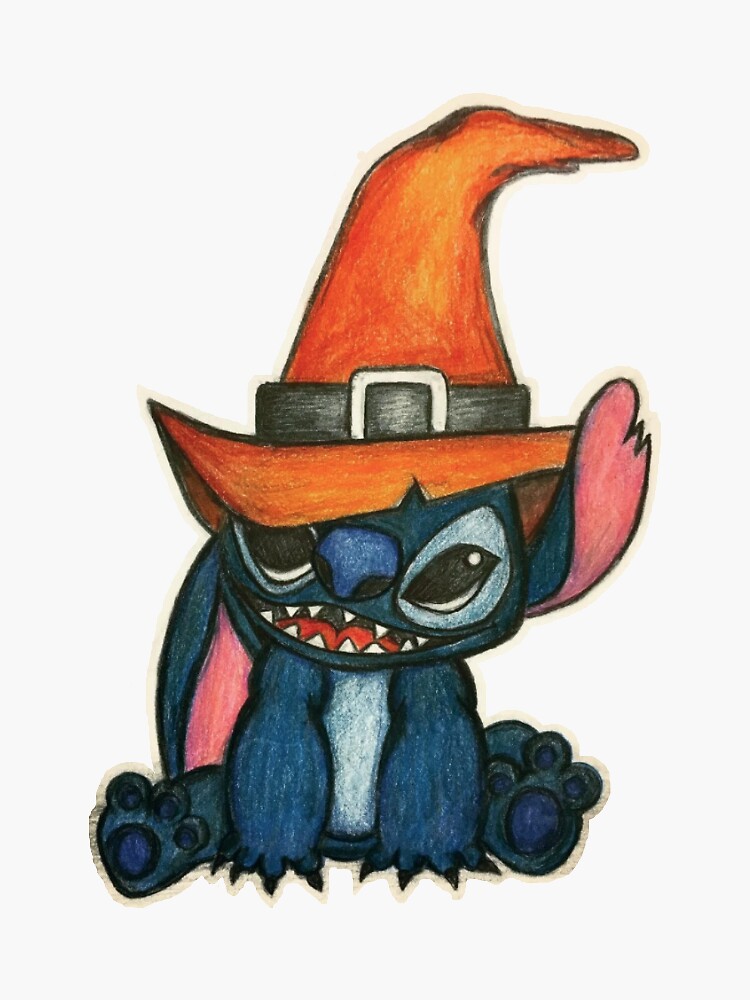 "Stitch the cute, little witch!" Sticker for Sale by krishnaa13