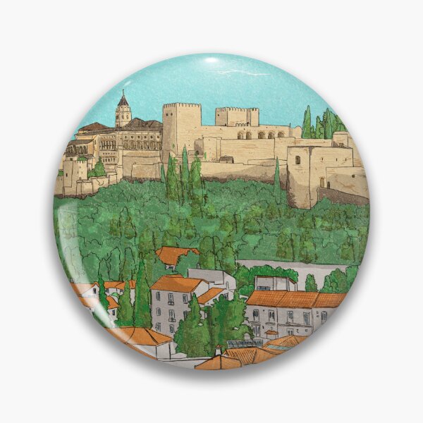 Item preview, City View Granada Spain Illustration designed and sold by Wall-Art-Sketch.