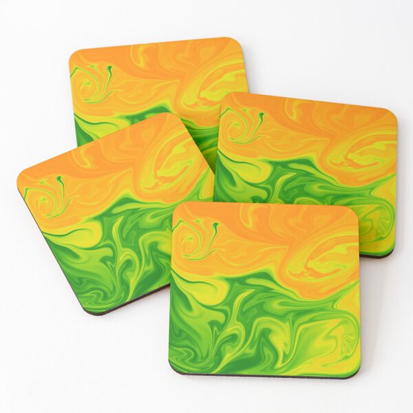 Item preview, Vibrant Peach Green Yellow  Liquid Art. Liquid Marble. Abstract Design. designed and sold by Jason123za.
