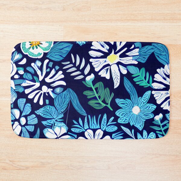 Item preview, floral white flower blue leaf patter #9 designed and sold by supeart.