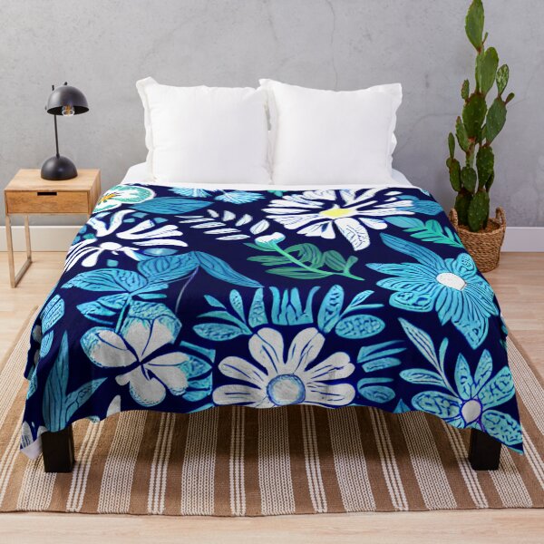Aperçu de l'œuvre motif floral de feuille bleue de fleur blanche #9 créée et vendue par supeart.