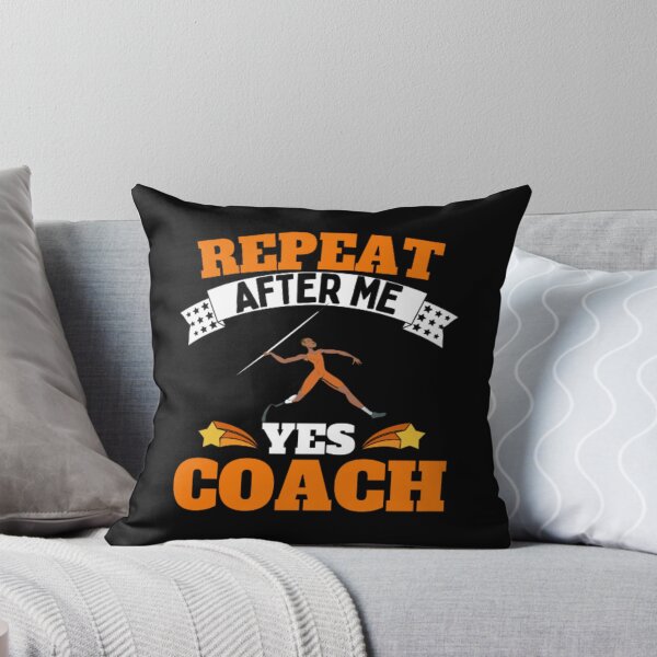 Item preview, Repeat After Me Yes Coach Javelin - Orange White - Funny Sports designed and sold by GymWearDepot.