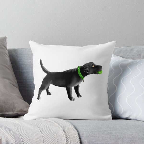 Artikelvorschau, Schwarzer Labrador-Welpe, der mit Ball spielt entworfen und verkauft von Tanya Crowley.