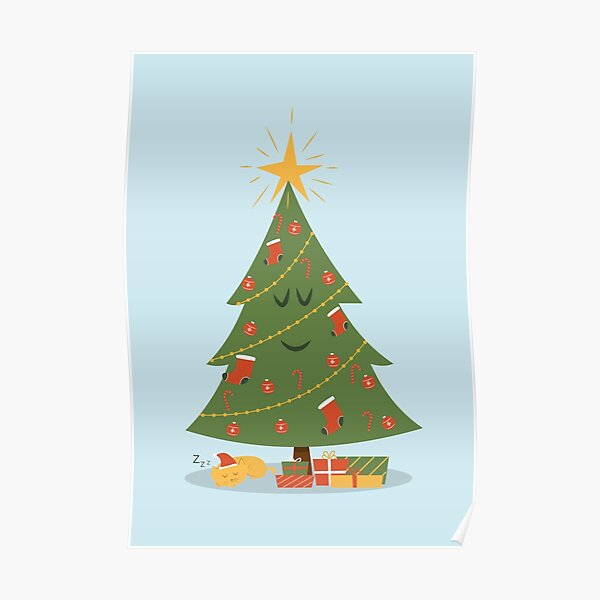 The Christmas Tree and The Cat Poster