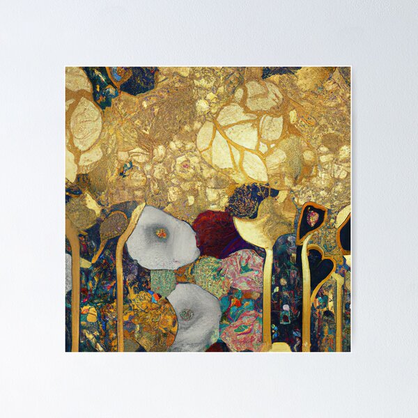 Aperçu de l'œuvre Gustav Klimt Floral Doré créée et vendue par maniacfitness.