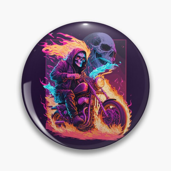 Item preview, Synthwave Flaming Motorcycle Reaper designed and sold by ChasmicArt.