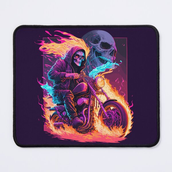 Item preview, Synthwave Flaming Motorcycle Reaper designed and sold by ChasmicArt.