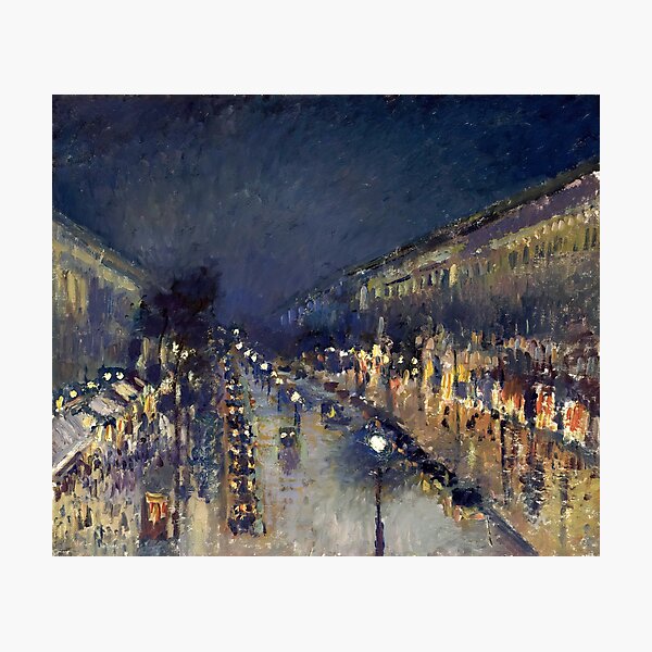 The Boulevard Montmartre at Night - Camille Pisarro Art Prints Photographic Print