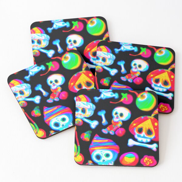 Item preview, Neon skull and bone pattern designed and sold by Bakesales.