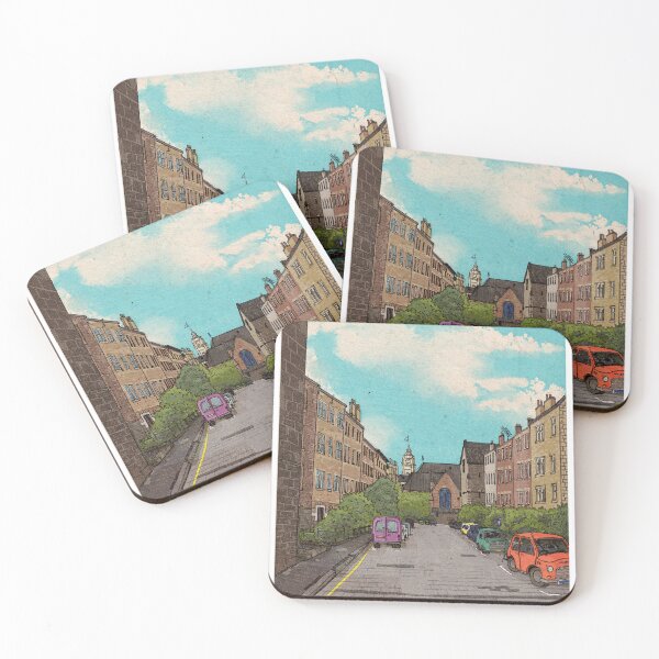 Item preview, Edinburgh Downtown Retro Inspired Style Illustration designed and sold by Wall-Art-Sketch.
