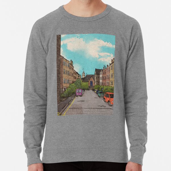 Edinburgh Downtown Retro Inspired Style Illustration Lightweight Sweatshirt