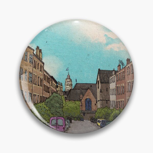 Artikelvorschau, Edinburgh Downtown Retro-inspirierte Stilillustration entworfen und verkauft von Wall-Art-Sketch.