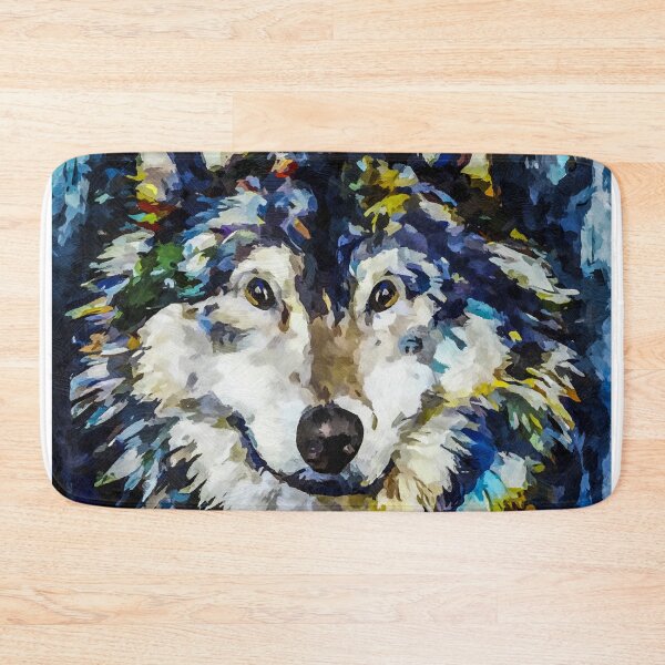 Item preview, Wolf portrait abstract colorful painting designed and sold by shrolts.