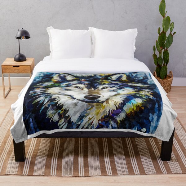 Item preview, Wolf portrait abstract colorful painting designed and sold by shrolts.