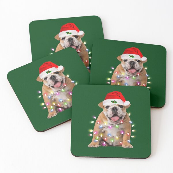 Artikelvorschau, Bulldogge Hund Weihnachtsmann Weihnachtsbaum beleuchtet Xmas Boys Dog110 entworfen und verkauft von Studio12b.