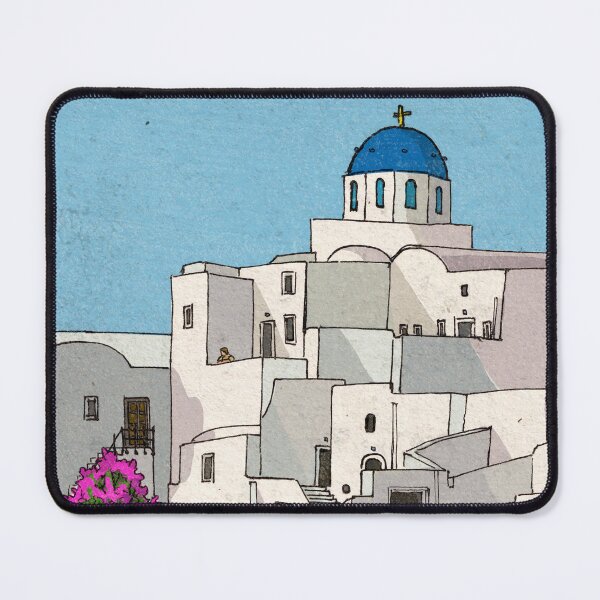 Item preview, Oia Santorini Greece Illustration designed and sold by Wall-Art-Sketch.
