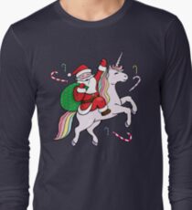 Santa Riding a Unicorn Long Sleeve T-Shirt