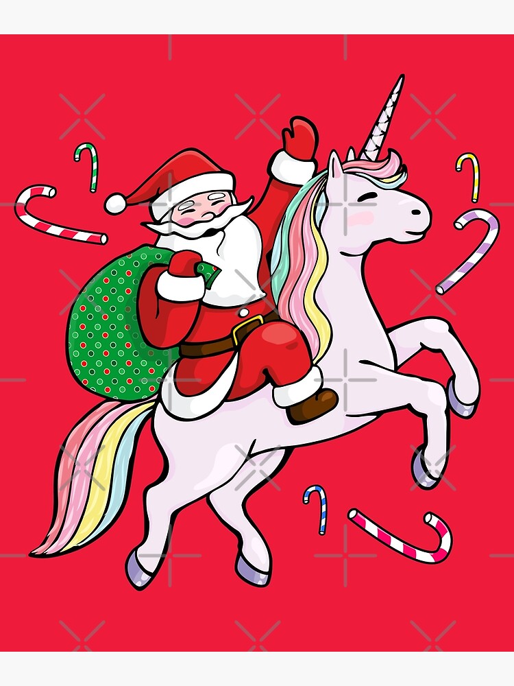 "Santa Riding a Unicorn" Poster by zeno27 | Redbubble