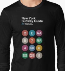 New York Subway Guide // Black Long Sleeve T-Shirt