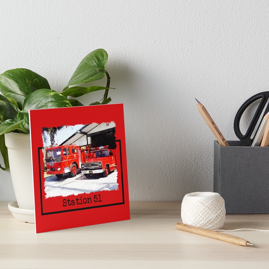 "Fire Station 51, Emergency TV Show, Firetruck" Art Board Print for
