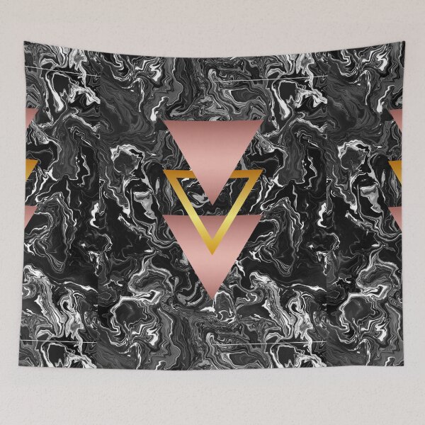 Artikelvorschau, Geometrie der rosa und goldenen Pyramide (schwarzer Marmor). entworfen und verkauft von MindedInc.