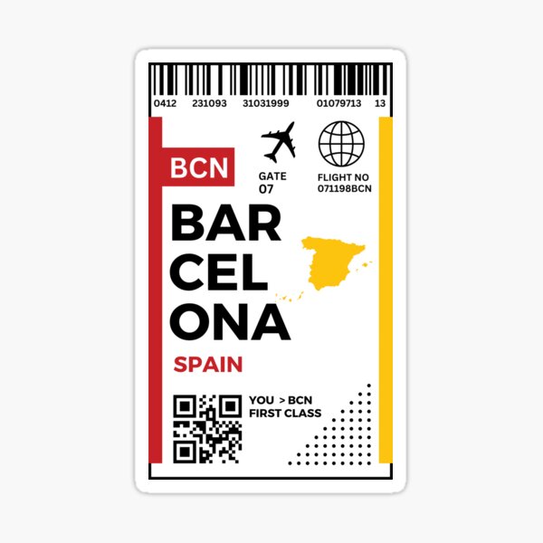 Item preview, Barcelona Flight Ticket Boarding Pass Travel designed and sold by Pradnya Mane.