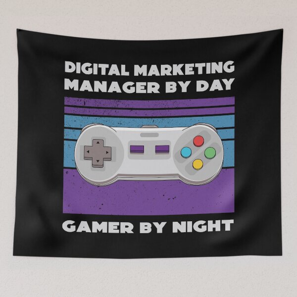Item preview, Digital marketing manager by day gamer by night, funny games lovers, job, humor, joke, meme, gamer worker designed and sold by SGS-.